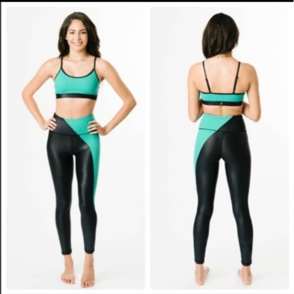 Zyia Jade River Stone Metallic Light n Tight Leggings Size Large - Picture 1 of 7